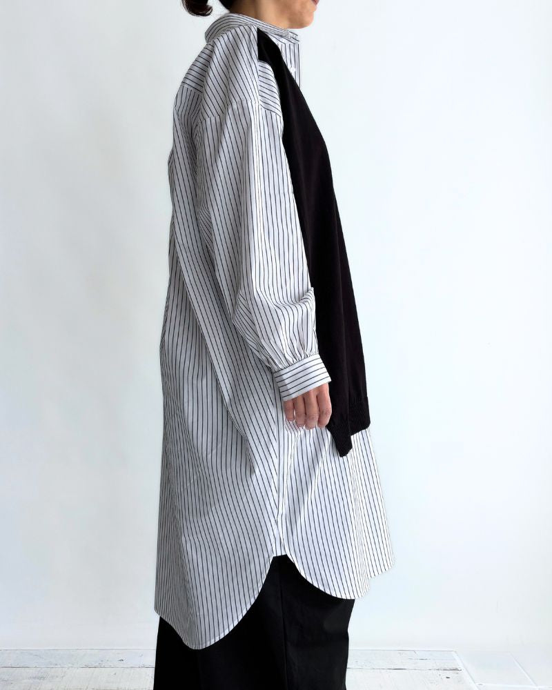 Knit vest layered striped shirt dress 'APOLU' in OffWhite