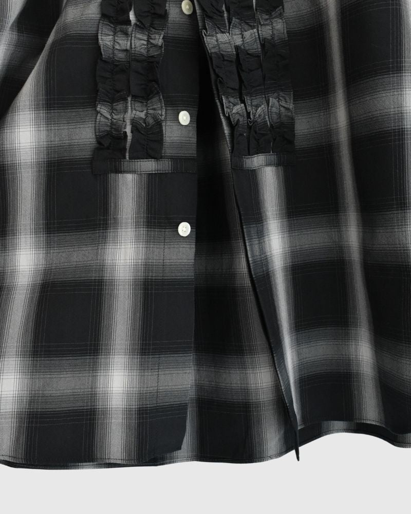 DORIS-W Frill Blouse in GrayCheck