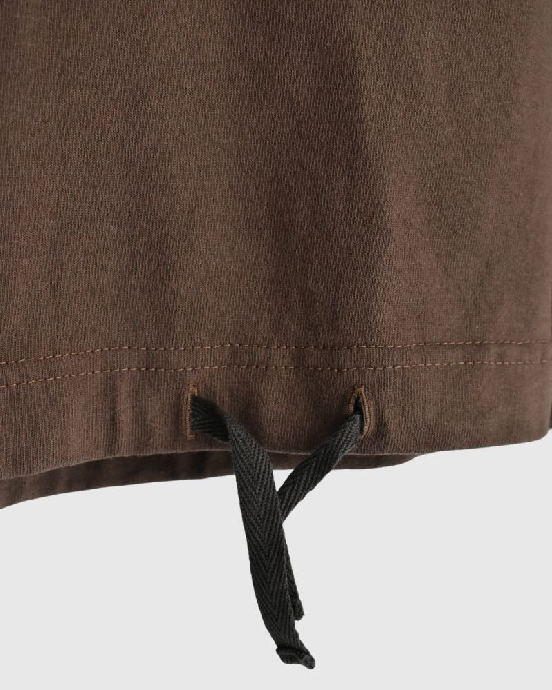Cutoff Drawstring Tee in Brown