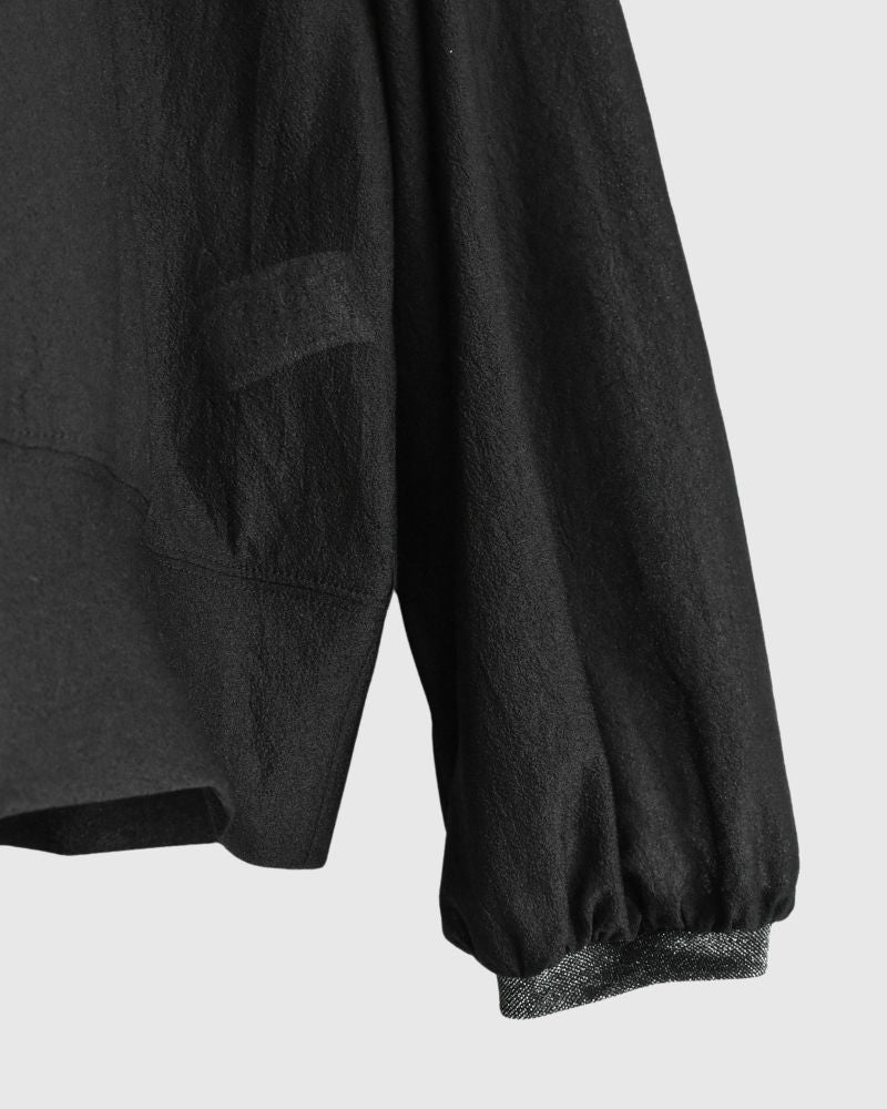 Sheer Volume Sleeve Blouse in Black