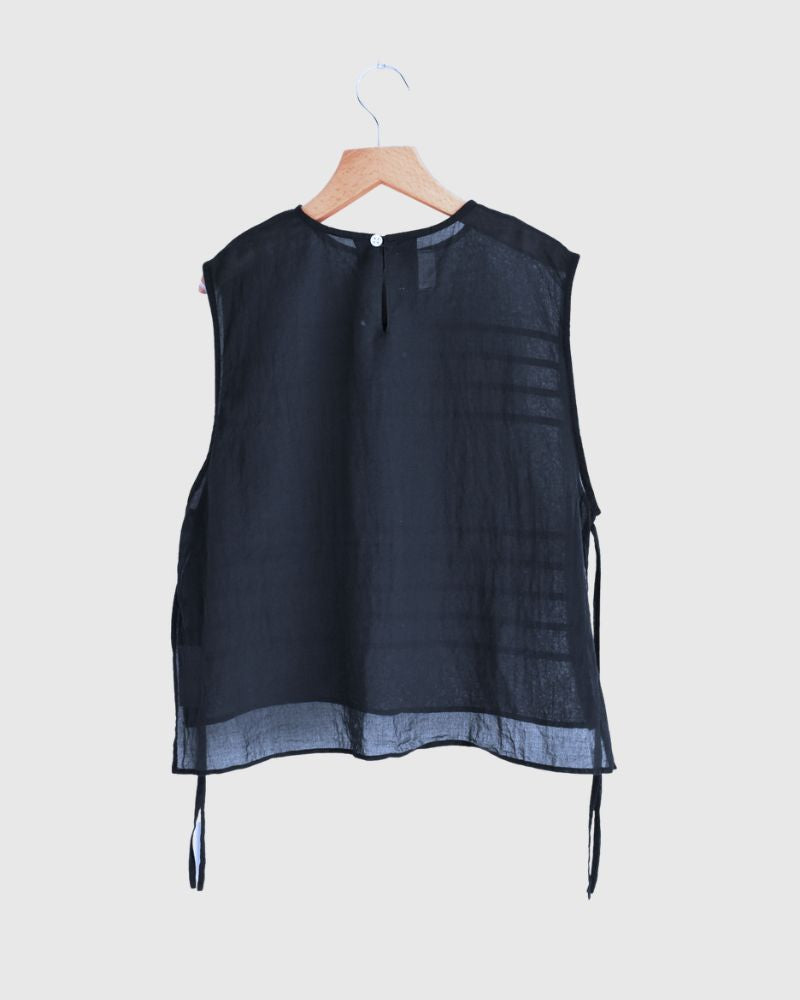 Boil Sleeveless Stack Blouse in Navy