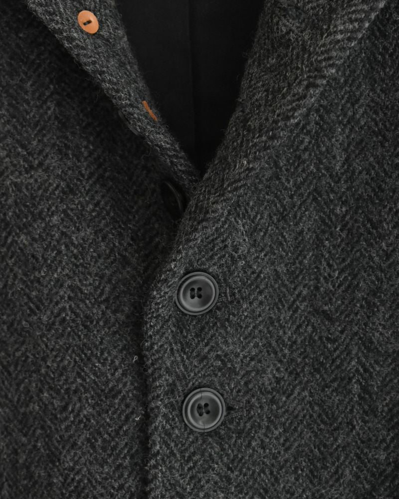 Wool Herringbone Wool Jacket in Black