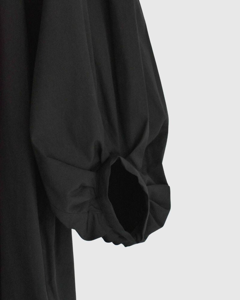 Balloon Sleeve Midi Dress in Black