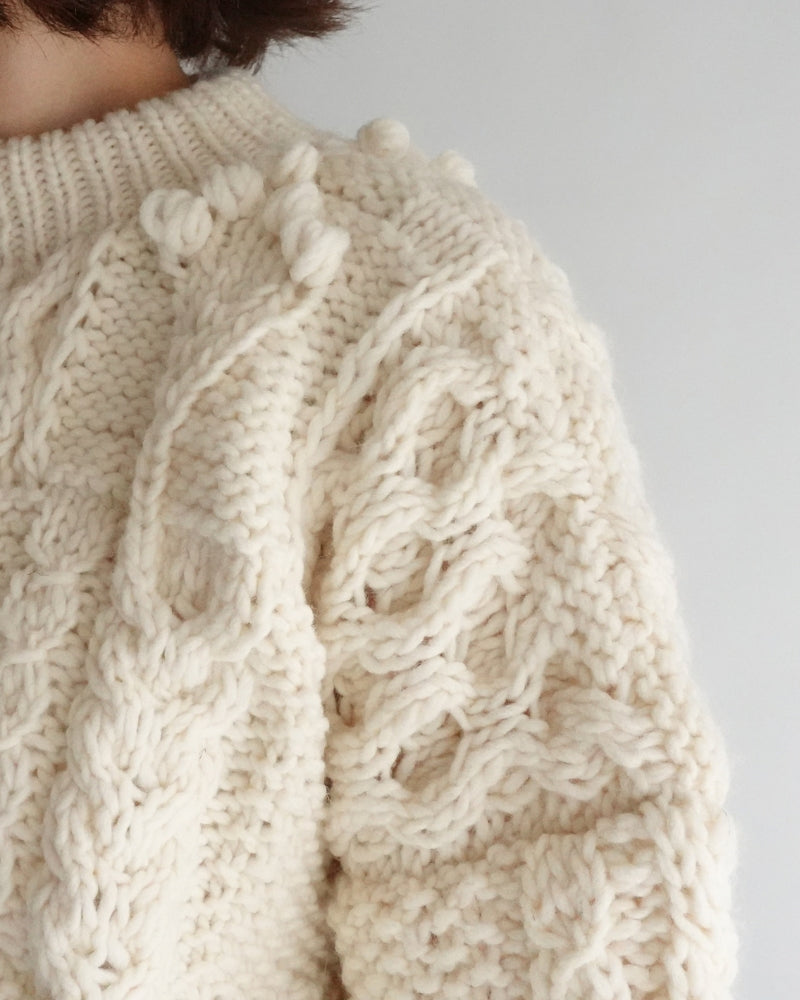 Peru Hand Knit Pullover in White