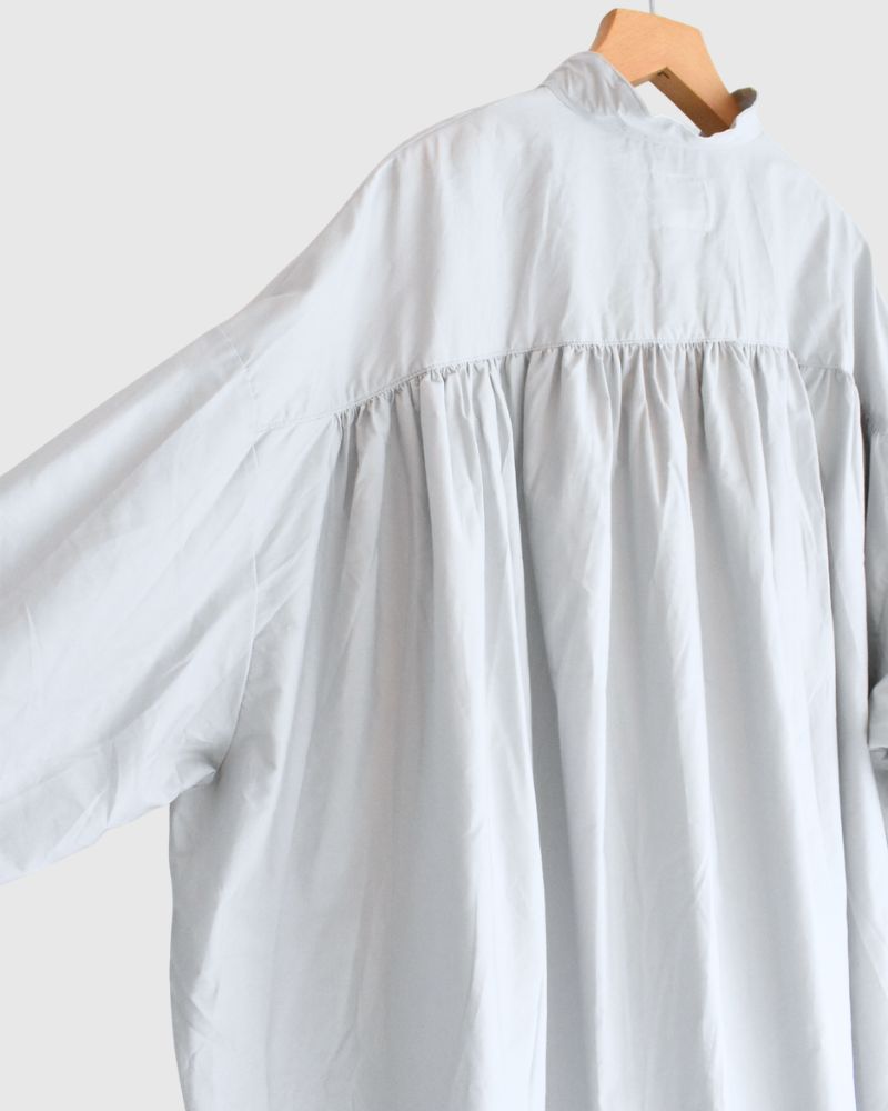Cuff Ruffle Oversized Shirt in SilverGray