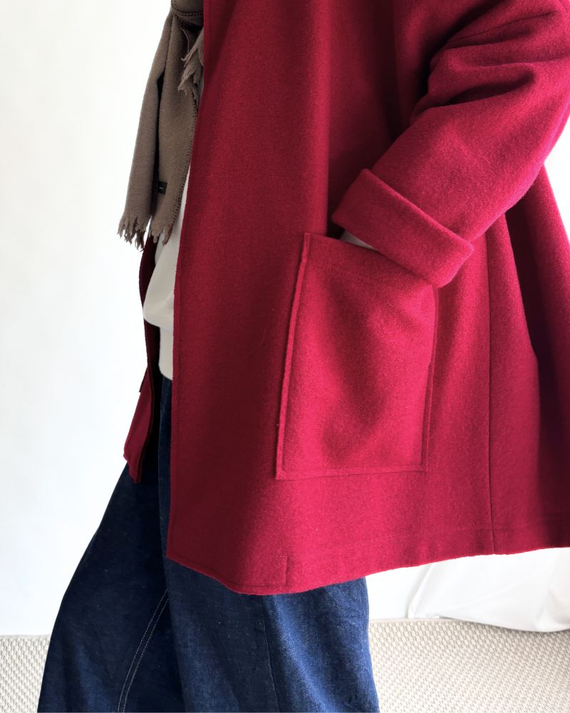 Stand Collar Square Jacket (W/N) in Red