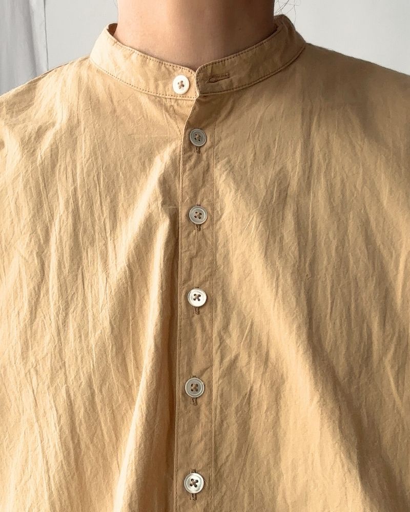 BAND COLLAR BIG SHIRT in Mustard