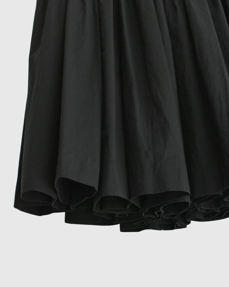 Tiered Gathered Cotton Skirt in Black