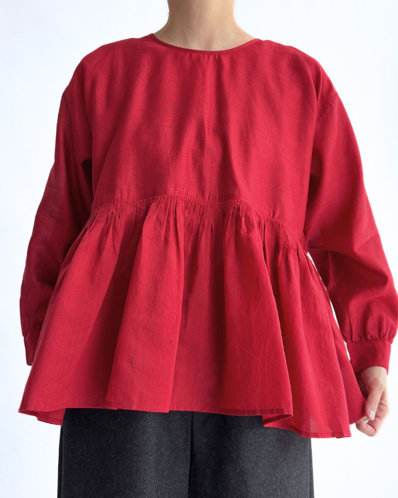 RAHASTHAN TUCK GATHERED PULLOVER in Red