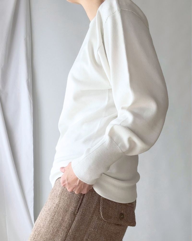 TRICOLOR BOAT NECK COTTON KNIT PULLOVER in White