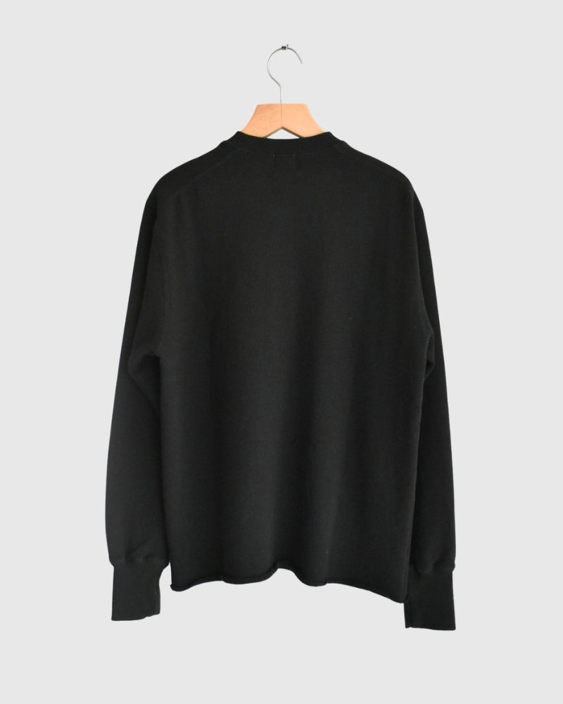 Recycle/Organic Henley Neck Sweatshirt in Black