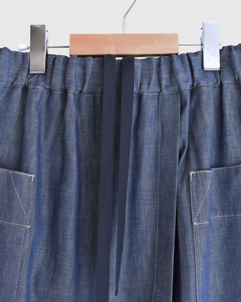 HEART-DENIM Asymmetrical Wrap Skirt in Blue