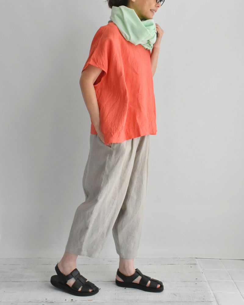 French Linen Pullover in Orange