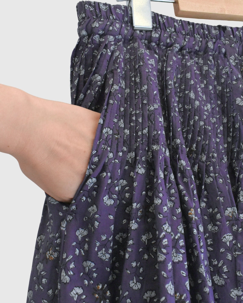 Rajasthan Tuck Gathered Skirt with Lining in Purple