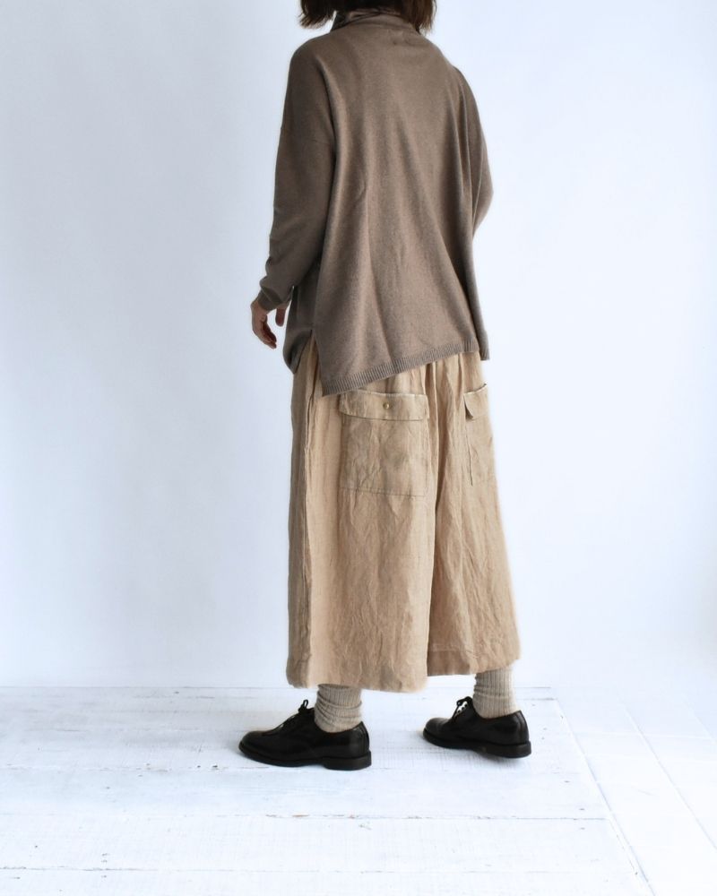 Handwoven 40 Linen Culottes in Beige