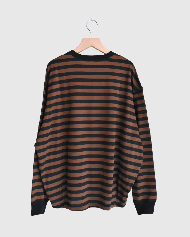 Tuck Cocoon T-Shirt in Brown/Black Border