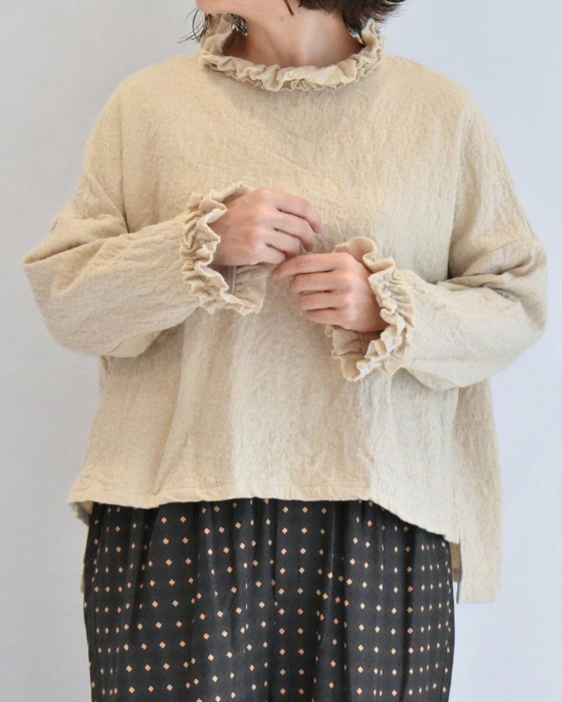 Wool Box Pullover in Beige