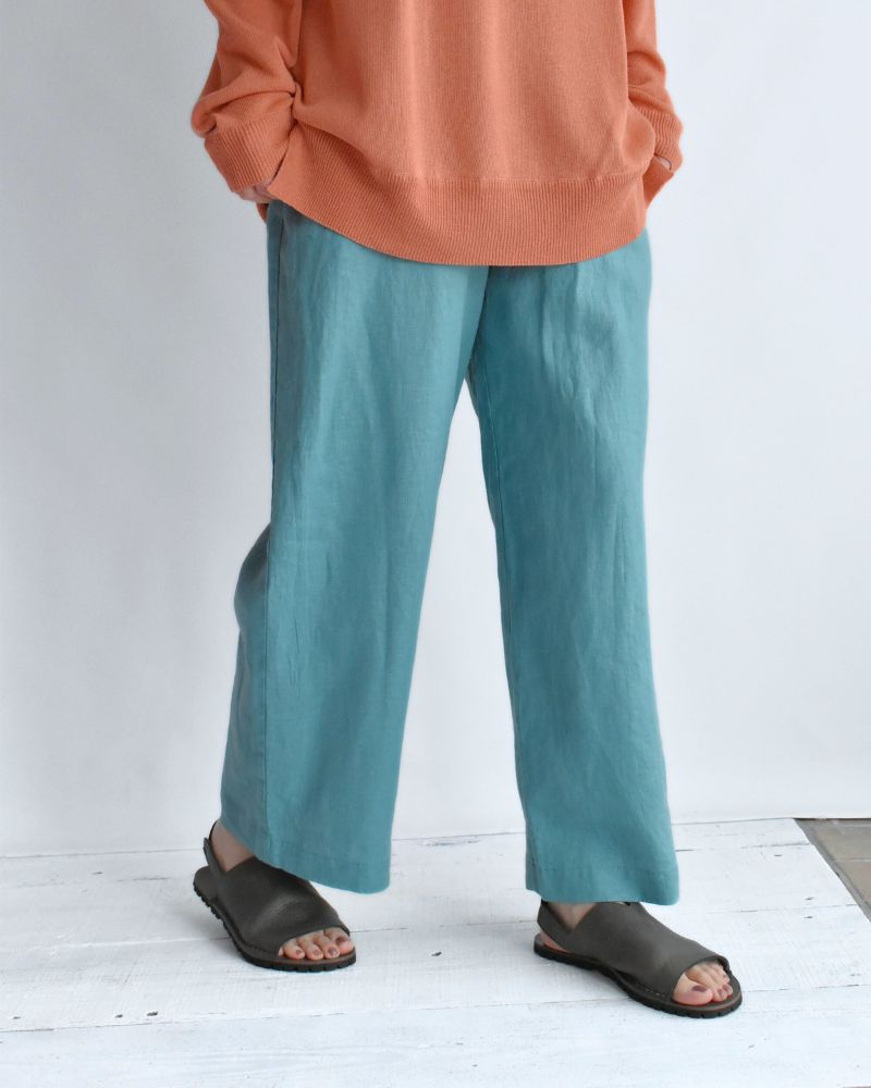 Colored Linen Pants in Turquoise