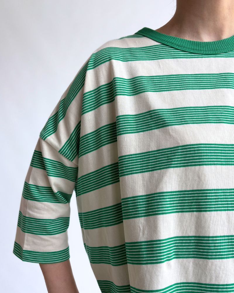 Wide silhouette striped top 'KUPE' in Green