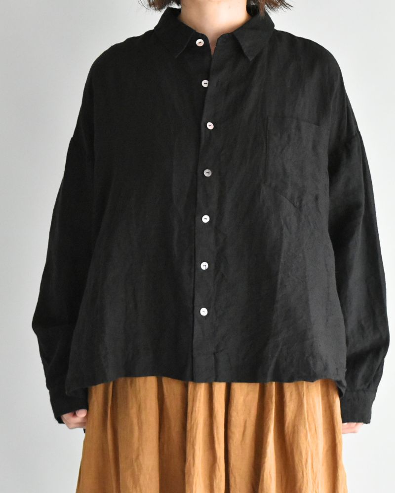 Handwoven 60 Linen Shirt in Black