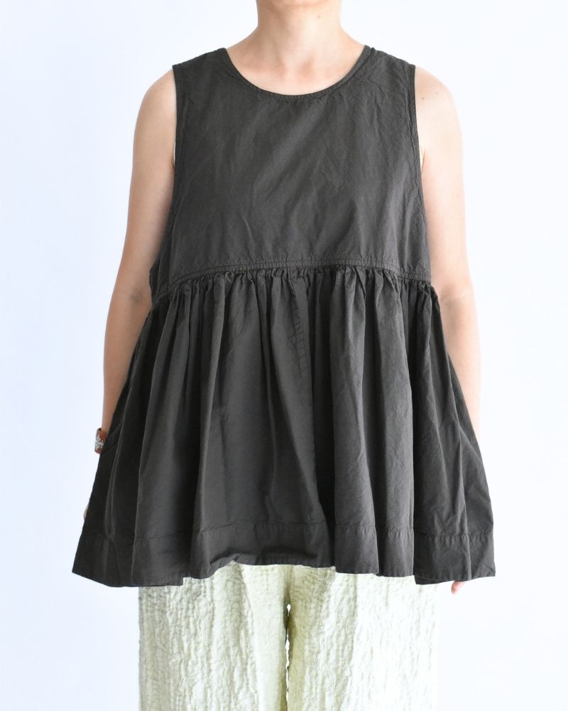 Sleeveless Gathered Top in Dark Brown
