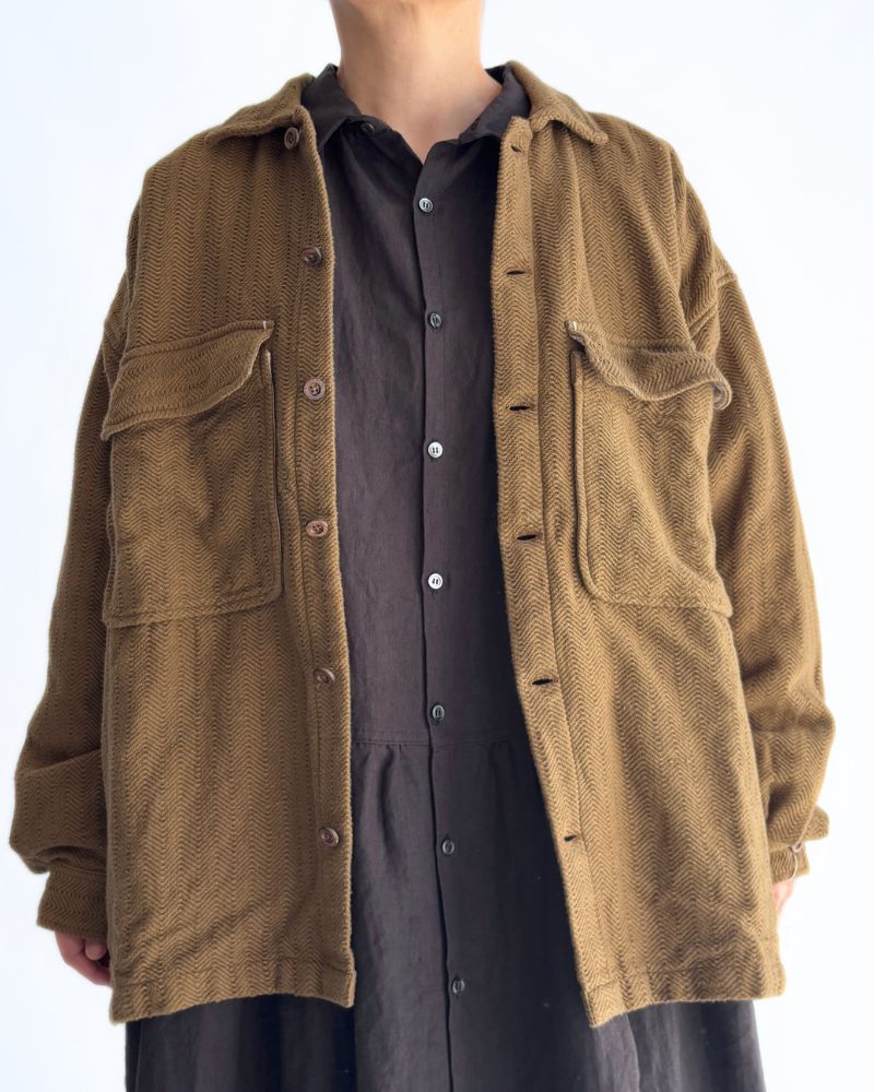 TEORI Cotton Herringbone Jacket in KhakiBrown