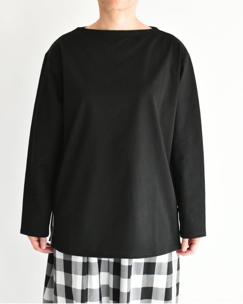 Giza Cotton Basque T-Shirt in Black
