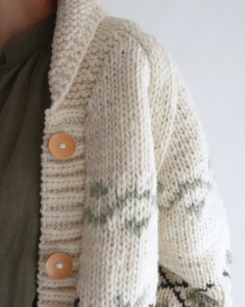 Wool Hand Knit Cardigan in White