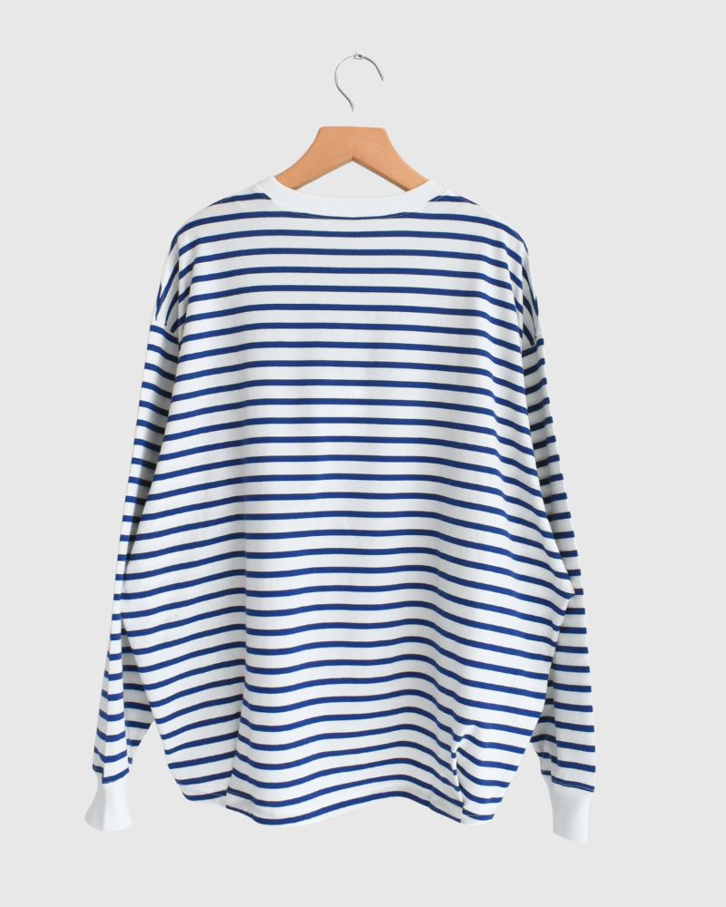 Tuck Cocoon T-shirt in Blue/White