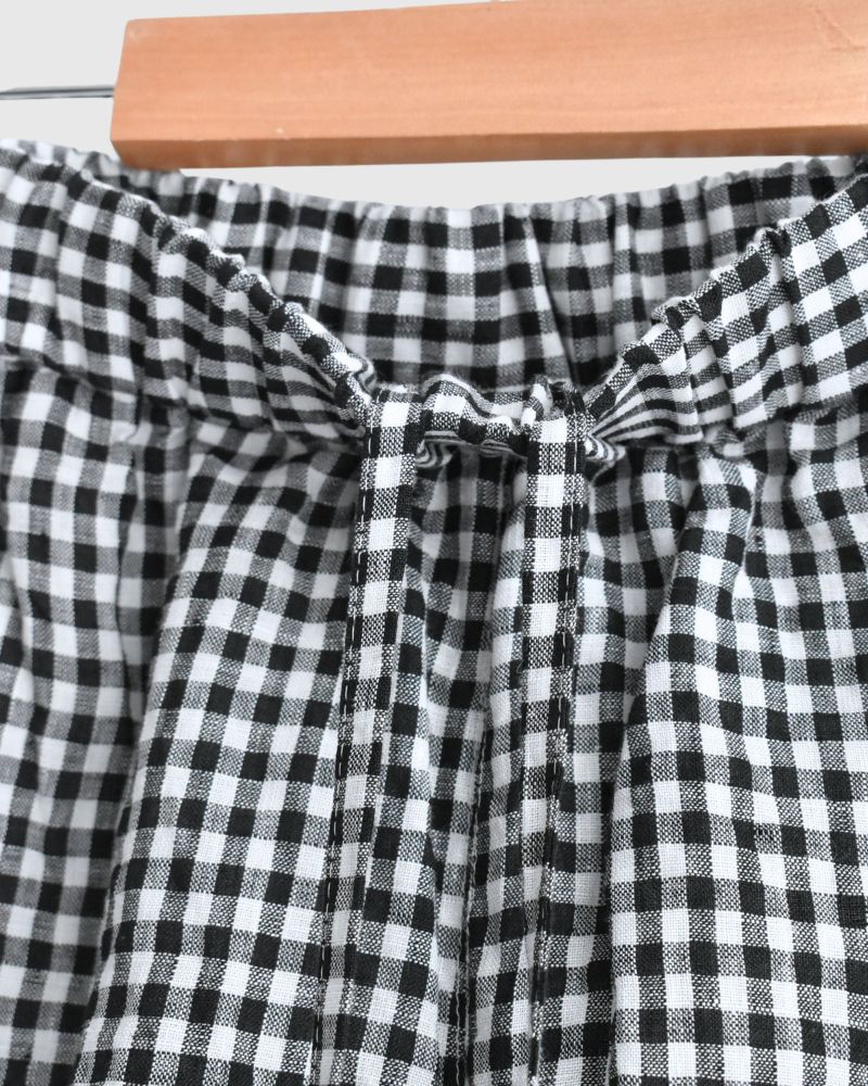 Gingham Check Pants in White/Black