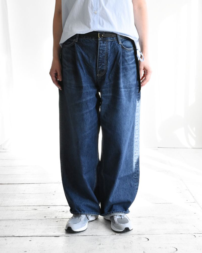 Wide Denim Pants in Indigo