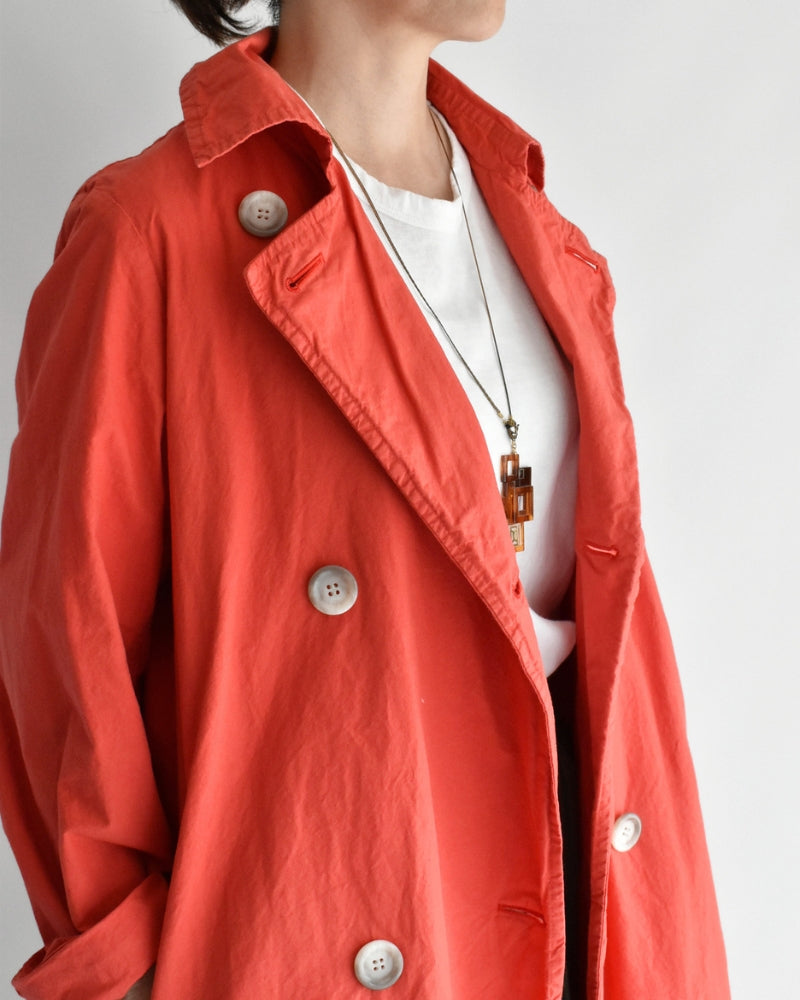 Double-Breasted Coat in Orange Red