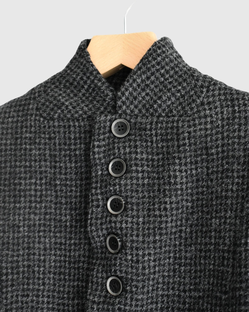 Wool Gauze Houndstooth Jacket in Charcoal