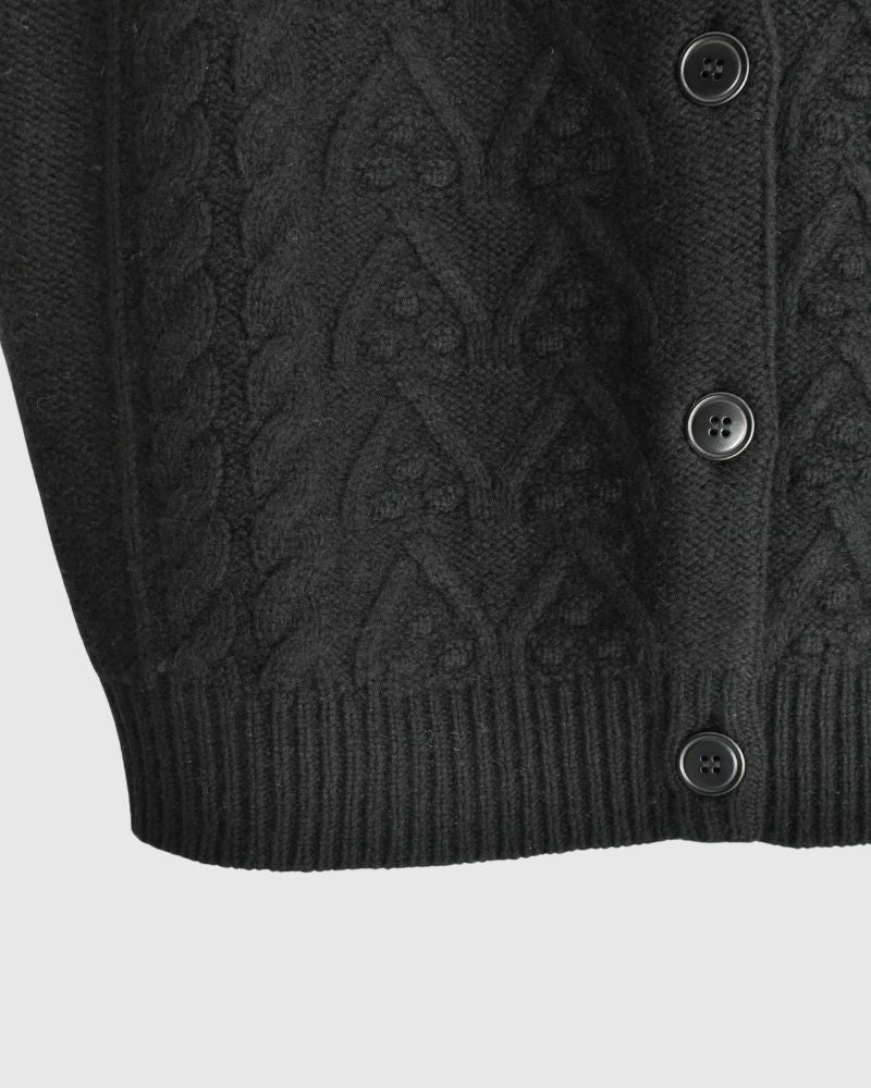 ANONYMOUS ARAN KNIT 2WAY WIDE VEST in Black