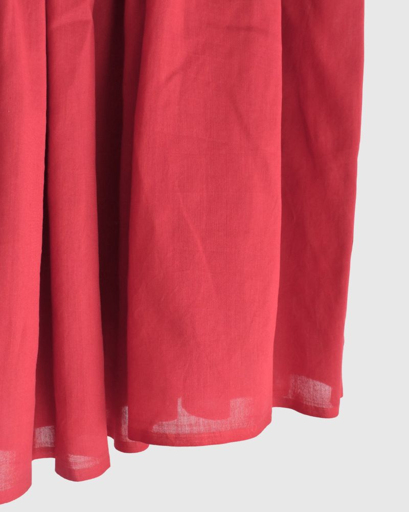 RAJASTHAN TUCK GATHERED SKIRT WITH LINING in Red