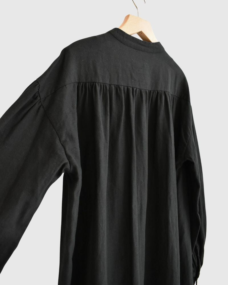 Camille Band Collar Shirt in Black