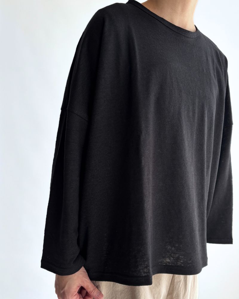 Linen Jersey Pullover in Black