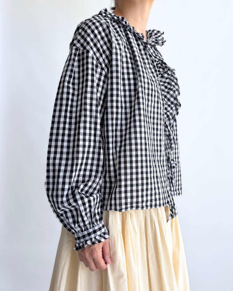 Frill Blouse in BlackCheck