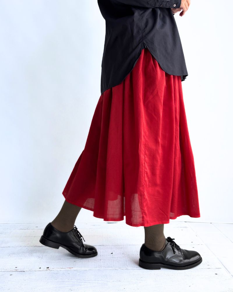 RAJASTHAN TUCK GATHERED SKIRT WITH LINING in Red