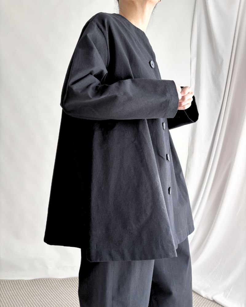 Cotton Washi Square Jacket in Black