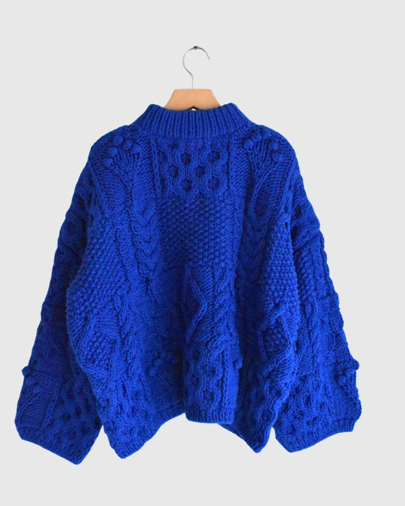 Peru Hand Knit Pullover in Blue