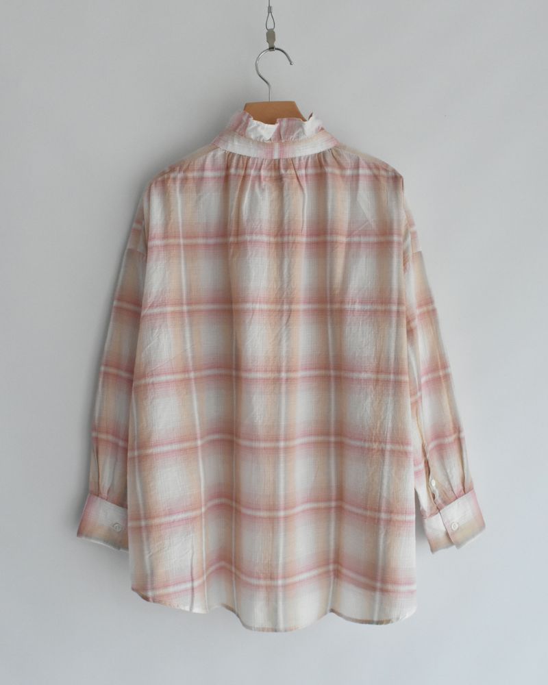 Light Madras Ruffle Blouse in LightPink