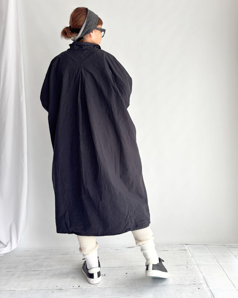 Cotton wide silhouette dress in NavyBlack