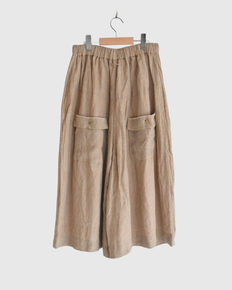 Handwoven 40 Linen Culottes in Beige