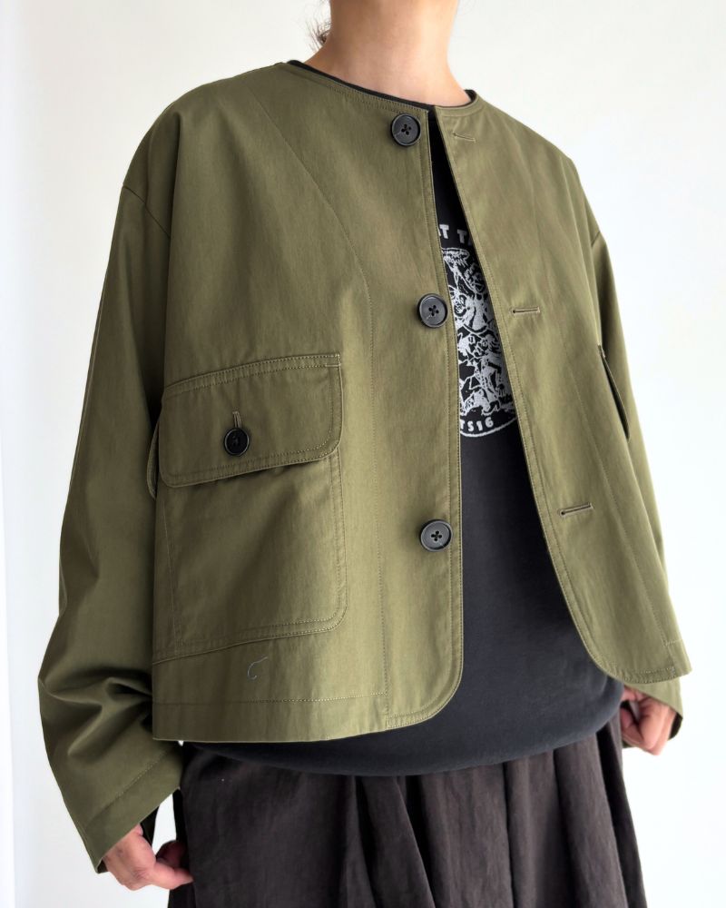 ROCKY-GABA Collarless Jacket in Khaki