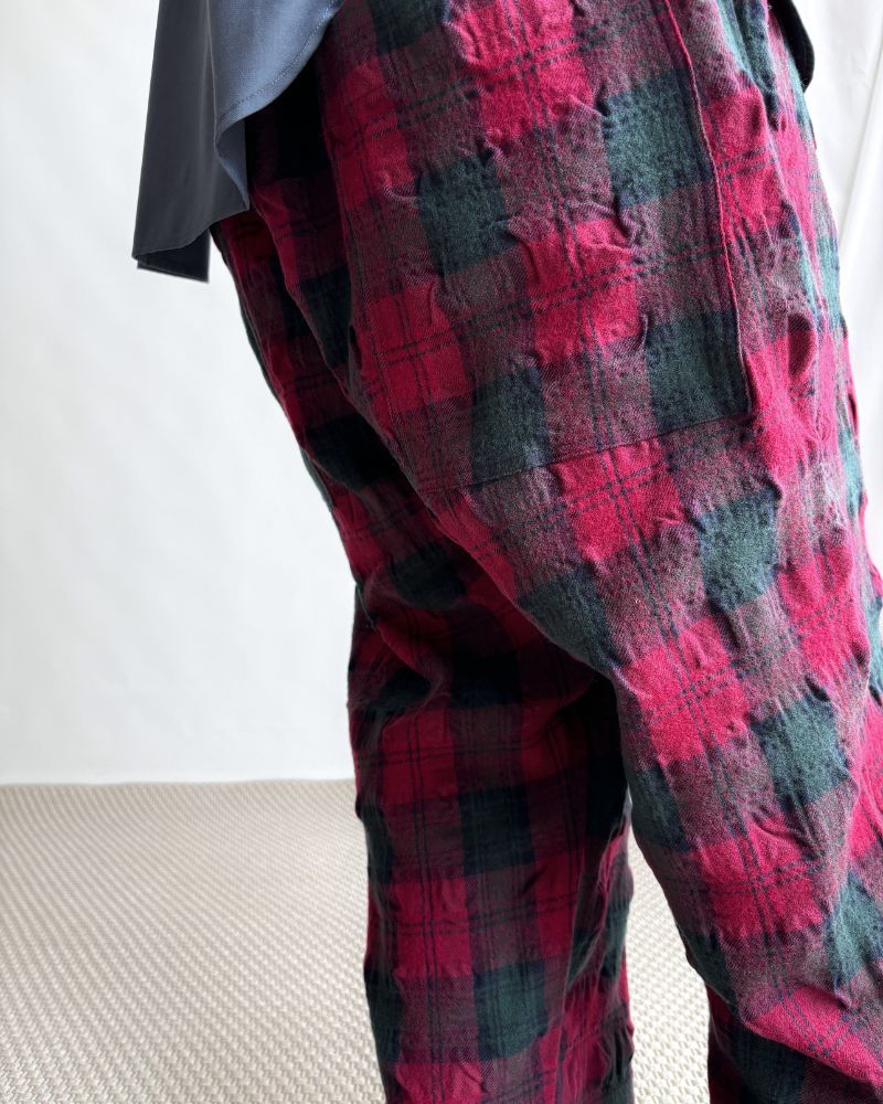 Wool Washer Tartan Pants in Bourdeax