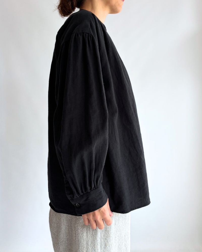 Camille Band Collar Shirt in Black