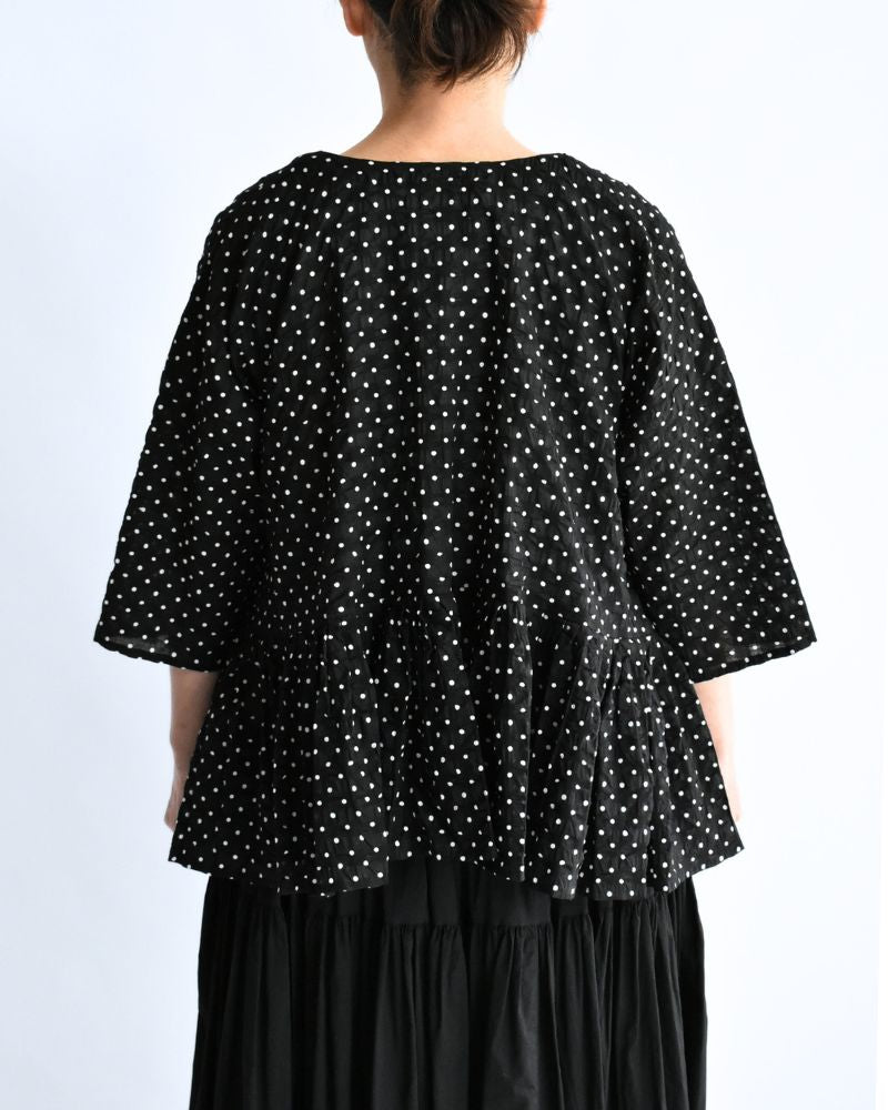 Ripple Dot Cache-coeur Blouse in Black/White