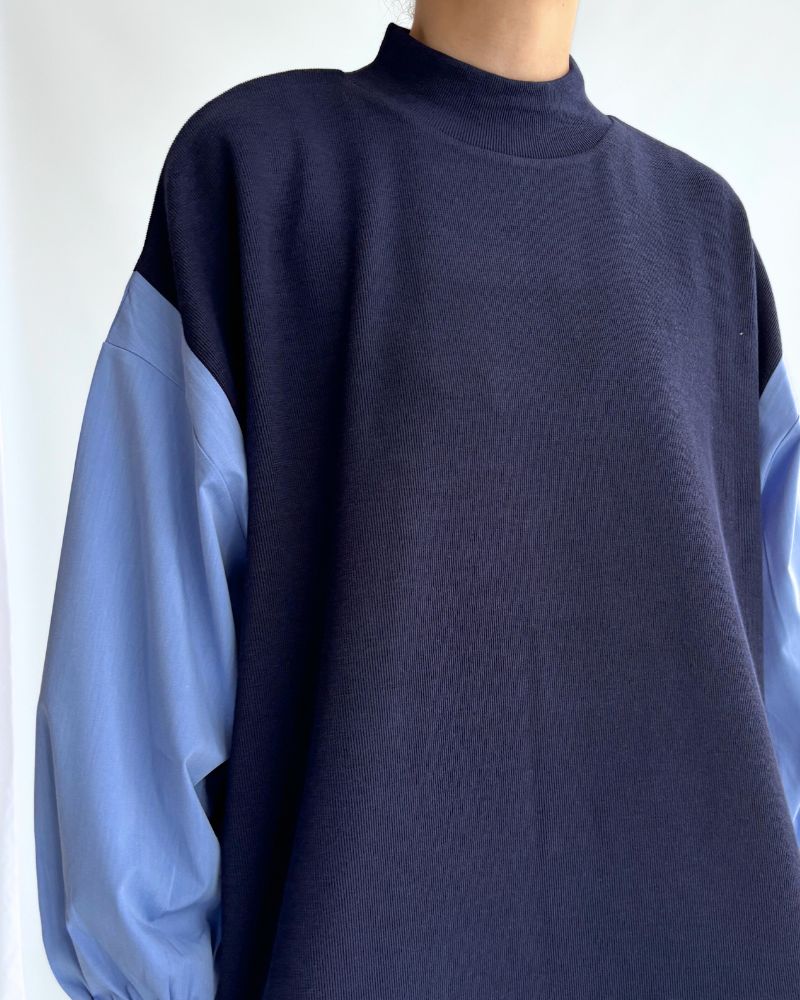 Knit combination top 'JOHA' in Navy