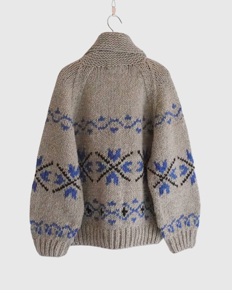Wool Hand Knit Cardigan in Gray